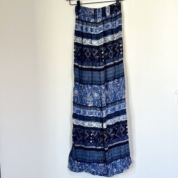 Ecote Blue Pasadena Boho Wide Leg Flare Pants - Size: XS - Picture 8 of 8